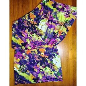 NWT Abstract‎ Floral One Shoulder Dress Size 10 Asymmetric Sleeve Stretch Lined